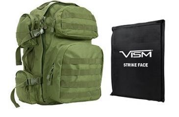 Image of Vism 2911 Series Tactical Backpack with Ballistic Soft Panel-Rectangle Cut 10in X12in, Green BSCBG2911-A