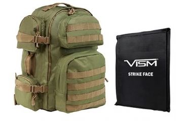 Image of Vism 2911 Series Tactical Backpack with Ballistic Soft Panel-Rectangle Cut 10in X12in, Green w/Tan Trim BSCBGT2911-A