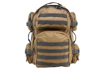 Image of Vism 2911 Series Tactical Backpack with Ballistic Soft Panel-Rectangle Cut 10in X12in, Tan U Gry Trim BSCBTU2911-A