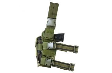 Image of VISM 2955 Tactical Drop Leg Adjustable Holster, Woodland Camo CVDLHOL2955WC