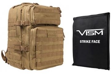 Image of Vism 2974 Series Assault Backpack with Ballistic Soft Panel-Rectangle Cut 11in X14in, Tan BSCBAT2974-A