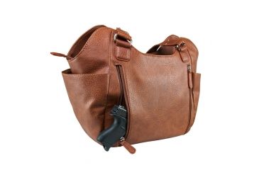 Image of Vism Concealed Carry Quilted Hobo Bag, Brown, Large, BWL002