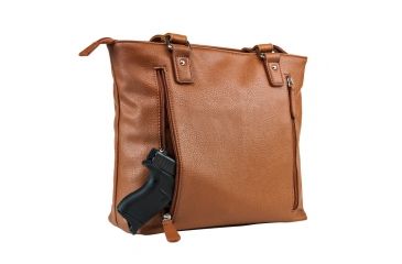 Image of Vism Concealed Carry Quilted Tote Bag, Brown, BWH003