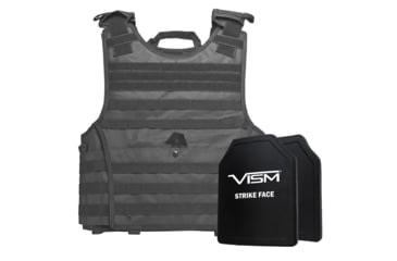 Image of VISM Expert Plate Carrier Vest w/ Two 10''x12'' Shooters Cut Hard PE Ballistic Panels, Urban Gray, 2XL, BPCVPCVXL2963U-A