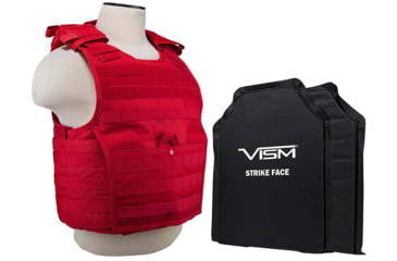 Image of VISM Expert Plate Carrier Vest w/Two 11X14 LVL IIIA Shooters Cut Soft Ballistic Panels, Med-2XL, Red, BSLCVPCVX2963R-A