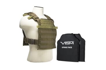 Image of Vism Fast Plate Carrier w/2 10x12in Level IIIA Shooters Cut Soft Ballistic Panels, Tan BSCVPCF2995T-A