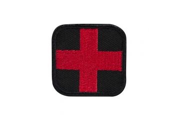 Image of Vism First Aid Patch 1.5x1.5, Hook Fastener Backing, Black/Red, CVPAID