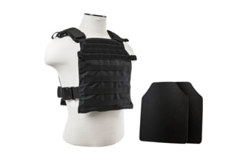 Image of VISM Large Fast Plate Carrier w/UHMWPE Curved 11x14'' Level IIIA Shooters Cut 2X Hard Ballistic Plates, Black, BUCLCVPCFL2995B-A