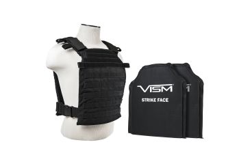 Image of Vism Larger Fast Plate Carrier w/2 11x14in Level IIIA Shooters Cut Soft Ballistic Panels, Black BSLCVPCFL2995B-A