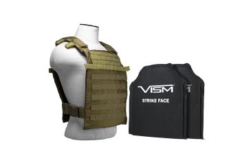 Image of Vism Larger Fast Plate Carrier w/2 11x14in Level IIIA Shooters Cut Soft Ballistic Panels, Tan BSLCVPCFL2995T-A