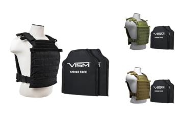 Image of Vism Larger Fast Plate Carrier w/2 11x14in Level IIIA Shooters Cut Soft Ballistic Panels, Black, Green, Tan
