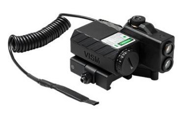 Image of Vism Off-Set Laser Designator Box With Green Laser And 2 Color Led Nav Lights With Quick Release Mount, Black VLGSNVQRB