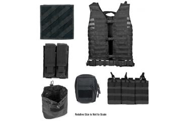 Image of Zombie Rezurrection Kit, Black - with Vest, MOLLE Panel, 4 Pouches