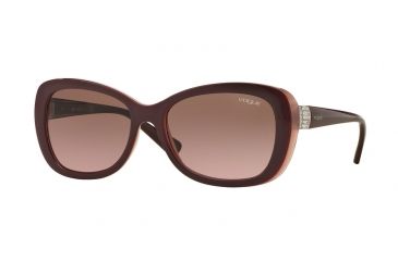 Image of Vogue VO2943SB Sunglasses 238714-55 - Top Dk Bordeaux/pink Transp Frame, Pink Gradient Brown Lenses