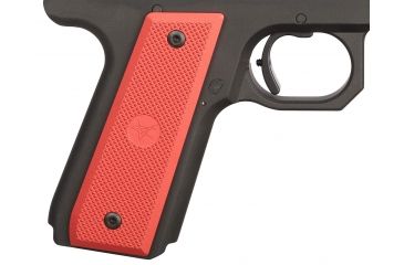 Image of Volquartsen Firearms Aluminum Grips with Checkering for Ruger 22/45, Red VC45AC-R