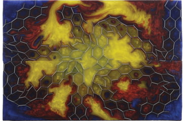 Image of Voodoo Resins Sunflower Resin Slabs, 1.95in x 6in x 0.3in, 2 Pack, Blue/Yellow/Red Pearl Resin, SUNS-KR01-00