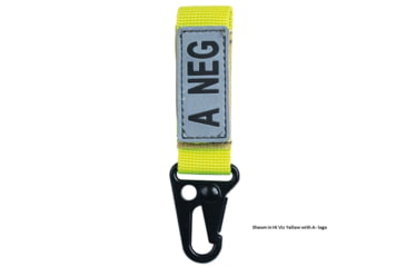 Image of Voodoo Tactical Embroidered Blood Type Tags O+, Black Letters, Hi-Viz Yellow Webbing, 20-9726101000