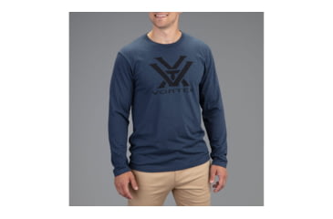 Image of Vortex Core Logo Long Sleeve T-Shirt - Mens, Navy Heather, Medium, 219049-NAHM