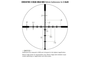 Image of Vortex Crossfire II 3-9x40mm Rifle Scope, 1in Tube, Second Focal Plane, Black, Hard Anodized, Non-Illuminated Dead-Hold BDC Reticle, MOA Adjustment, CF2-31007