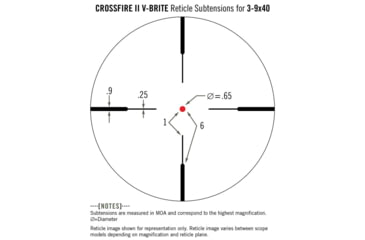 Image of Vortex Crossfire II 3-9x40mm Rifle Scope, 1in Tube, Second Focal Plane, Black, Hard Anodized, Red V-Brite Reticle, MOA Adjustment, CF2-31025