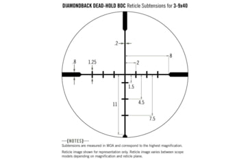 Image of Vortex Diamondback 3-9x40mm Rifle Scope, 1 in Tube, Second Focal Plane, Black, Hard Anodized, Non-Illuminated Dead-Hold BDC Reticle, MOA Adjustment, DBK-01-BDC