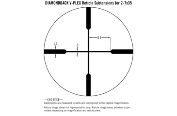 Image of Vortex Diamondback Rimfire 2-7x35mm Rifle Scope, 1 in Tube, Second Focal Plane, Black, Hard Anodized, Non-Illuminated V-Plex Reticle, MOA Adjustment, DBK-RIM
