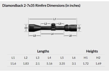 Image of Vortex Diamondback Rimfire 2-7x35mm Rifle Scope, 1 in Tube, Second Focal Plane, Black, Hard Anodized, Non-Illuminated V-Plex Reticle, MOA Adjustment, DBK-RIM