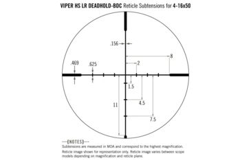 Image of Vortex Viper HS LR 4-16x50 mm Rifle Scope, 30 mm Tube, Second Focal Plane, Black, Hard Anodized, Non-Illuminated Dead-Hold BDC Reticle, MOA Adjustment, VHS-4307-LR