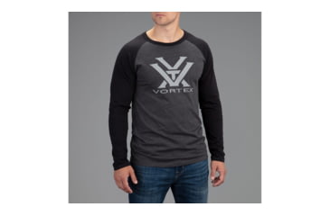 Image of Vortex Raglan Core Logo Long Sleeve T-Shirt - Mens, Charcoal Heather, Medium, 220-49-CHHM