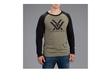 Image of Vortex Raglan Core Logo Long Sleeve T-Shirt - Mens, Military Heather, Extra Large, 220-49-MIHXL