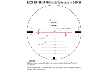 Image of Vortex Razor HD 5-20x50mm Rifle Scope, 35mm Tube, First Focal Plane, Stealth Shadow, Hard Anodized, Red EBR-2B MOA Reticle, MOA Adjustment, Multi, RZR-52005