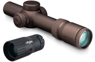Image of Vortex Razor HD Gen III 1-10x24 mm Rifle Scope, 34 mm Tube, First Focal Plane, Stealth Shadow, Hard Anodized, Red EBR-9 MRAD Reticle, Mil Rad Adjustment, w/ TRYBE Optics Enhancer, RZR-11002-KIT1