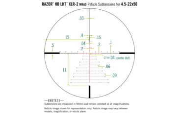 Image of Vortex Razor HD LHT 4.5-22x50 mm Rifle Scope, 30 mm Tube, First Focal Plane, Black, Anodized, Red XLR-2 MRAD Reticle, Mil Rad Adjustment, RZR-42202
