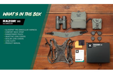 Image of Vortex Razor UHD 10x32mm Binocular, Green, 9.37x8.25x4.75, RZB-1032