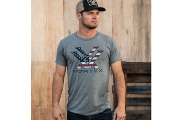 Image of Vortex Stars And Bars T-Shirt - Mens, Ash Heather, 2X, 120-27-AAH2X