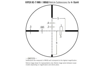 Image of Vortex Viper HS-T 4-16x44mm Rifle Scope, 30mm Tube, Second Focal Plane, Black, Hard Anodized, Non-Illuminated VMR-1 MRAD Reticle, Mil Rad Adjustment, VHS-4308