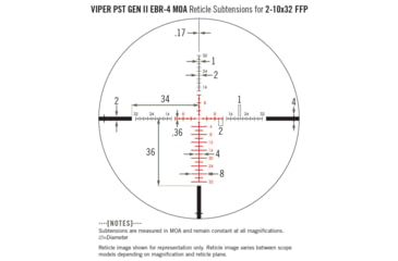 Image of Vortex Viper PST Gen II 2-10x32mm Rifle Scope, 30mm Tube, First Focal Plane, Black, Hard Anodized, Red EBR-4 MOA Reticle, MOA Adjustment, PST-2101