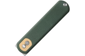 Image of Vosteed Corgi Green Micarta Folding Knife, 4.13in Closed, 3in Stonewash 14C28N Sandvik SS Modified Drop Point Blade, Green Canvas Micarta Handle, CG3SVM3