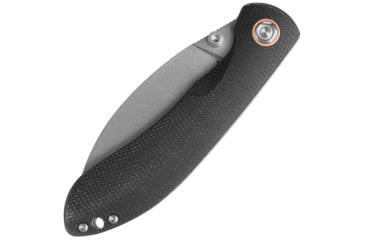 Image of Vosteed Nightshade Folding Knife, 4.25in Closed, 3.25in Stonewash Nitro V Steel Blade, Black Canvas Micarta Handle, Thumb Stud, NSTS32NWMK
