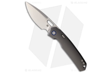 Image of Vosteed Psyop Top Folding Knife, 3.32in, ELMAX, Drop Point Blade, Titanium Gray Handle, Curved, Steel/Gray, 8.01in, BHQ-201104