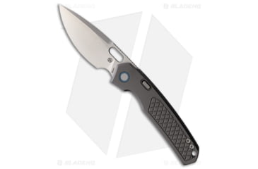 Image of Vosteed Psyop Top Folding Knife, 3.32in, ELMAX, Drop Point Blade, Titanium Gray Handle, Patterned, Steel/Gray, 8.01in, BHQ-201102