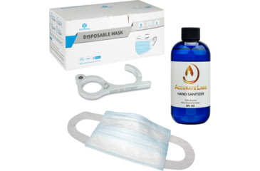 Image of Vtrap Disposable Medical Mask, Box of 50, w/ 8oz Hand Sanitizer and NoTouch Keyring