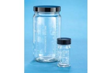 Image of VWR Ac Medium Round Bottles, Case of 1, Clear, Wide Mouth, Graduated Convenience Packs With Caps Attached, VW5810858V21