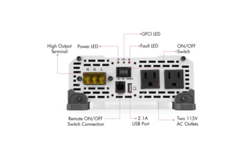 Image of Wagan Pure Line 1000W Pure Sine Inverter, ETL, Black, One Size, EL3804