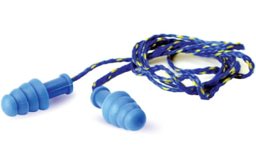 Image of Walkers Corded Earplug with Blue/Yellow Cord, 27 dB NRR, Blue, GWP-TPRCORD-BL