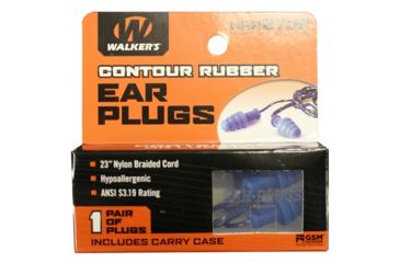 Image of Walkers Corded Earplug with Blue/Yellow Cord, 27 dB NRR, Blue GWP-TPRCORD-BL