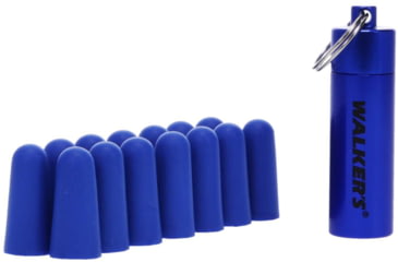 Image of Walkers Foam Ear Plug w/Orange Aluminum Carry Canister, 32 dB NRR, 7-Pairs, Blue, GWP-PLGCAN-YL
