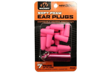 Image of Walkers Foam Ear Plug w/Pink Aluminum Carry Canister, 32 dB NRR, 7-Pairs, Pink, GWP-PLGCAN-PK