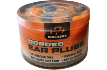 Image of Walkers Foam Corded Ear Plugs, 32 dB NRR, Orange, 50 Pair, GWP-CORDPLGBKT