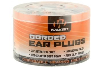 Image of Walkers Foam Corded Ear Plugs, 32 dB NRR, Orange, 50 Pair, GWP-CORDPLGBKT